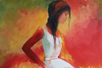 Red lady, Olieverf op katoen, 60cm x 80cm