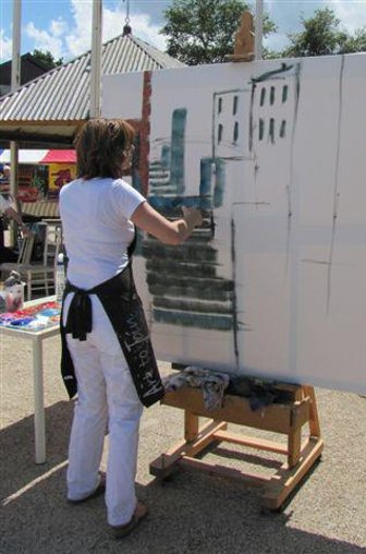 Ingrid geeft schilderdemonstratie