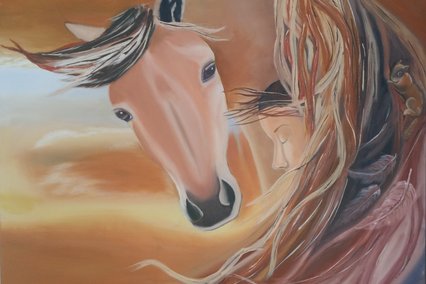 Droompaard, 80cm x 60cm Olieverf op katoen